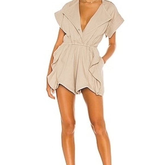 IRO Olno Beige Short-Sleeve Jumpsuit